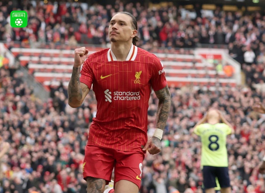 利物浦英超击败诺丁汉森林努涅斯抽射得分